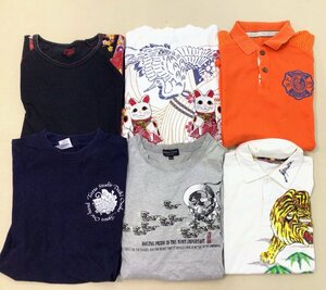 ■和柄衣類 絡繰魂/泥棒日記 他 メンズ ポロシャツ Tシャツ 6点 まとめ売り 刺繍 風神雷神/錦鯉/龍/招き猫 バックプリント 中古卸 /1.6kg■