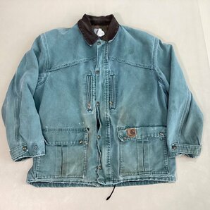 ■80s Carhartt カーハート ダックカバーオール 星タグ CB2594 裏ブランケット ヴィンテージ 古着 メンズ サイズL ブルー系/1.72kg現状品■の画像1