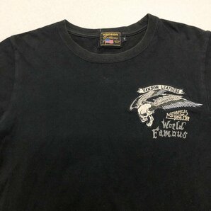 ●VANSON バンソン Tシャツ 長袖 ロングスリーブ プリント 刺繍 コットン100 バイカー モーターサイクル ブラック サイズS メンズ 0.31kg●の画像3