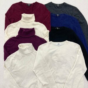 ●UNIQLO ユニクロ カシミヤ100％ ニット セーター 8点 クルーネック Vネック ハイネック サイズMIX レディース 卸 現状品 1.75kg●