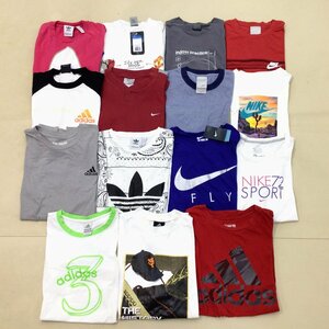 ■NIKE/adidas Tシャツ 15点 まとめ売り メンズ・レディースMIX タグ付き商品含む 中古卸 スポーツ プリント ビッグロゴ /2.56kg■