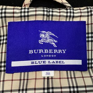 ■BURBERRY BLUE LABEL バーバリー ブルーレーベル 裾フリルコート アンゴラ混 ノバチェック 三陽商会 レディース サイズ38 黒/1.2kg■の画像7