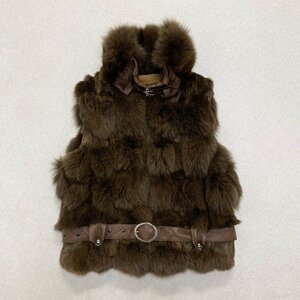 * Rozen jacket the best fox fur real fur fur high‐necked belt 261-515 brown group size M lady's 0.78kg*