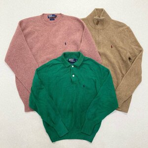 *Polo by Ralph Lauren Polo Ralph Lauren 3 point sweater knitted Logo embroidery half Zip half button na excepting . present condition goods 3.73kg*