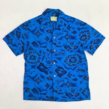 ◆【古着】Ui Maikai 70s ヴィンテージ アロハシャツ 半袖 ハワイ製 総柄 ハイビスカス オープンカラー ブルー コットン サイズ不明 0.16kg_画像1
