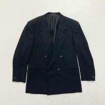 ●GIANNI VERSACE ジャンニ ヴェルサーチ テーラードジャケット ダブル ストライプ イタリア製 ブラック系 サイズ52 メンズ 0.89kg●_画像1