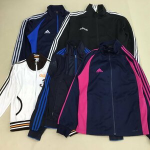 ■adidas アディダス ジャージ 5点 まとめ売り トラックジャケット スポーツウェア 長袖 サイズ MIX ブラック ネイビー ホワイト /2.46kg■