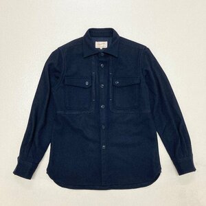 ●Soundman サウンドマン シャツジャケット ウールシャツ 上着 無地 シンプル 日本製 サウンド ネイビー サイズ36 メンズ 0.46kg●