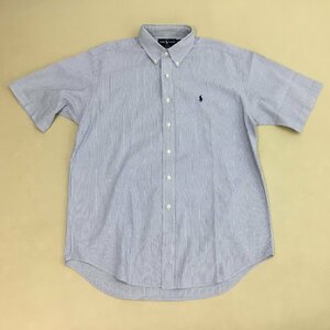 ■Ralph Lauren ラルフローレン 半袖シャツ トップス シアサッカーBLAKE ストライプ ボタン メンズ サイズ L ブルー /0.22kg