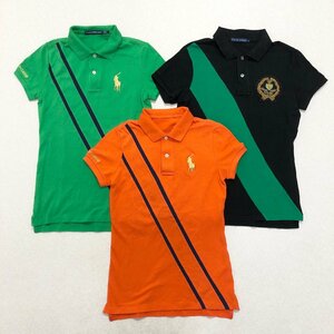 *Ralph Lauren Ralph Lauren Ralph Lauren sport polo-shirt 3 point summarize short sleeves Logo embroidery lady's size MIX. present condition goods 0.5kg*