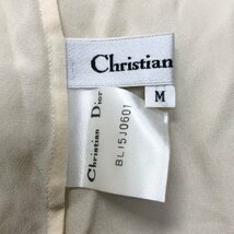 ●Christian Dior クリスチャンディオール ブラウス トップス シャツ シルク 刺繍 シースルー Y-TK03 クリーム sizeM レディース 0.12kg●_画像7
