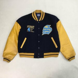 ■90’ｓ STUSSY ステューシースタジャン BIG4 USA製 アウター ジャンバー ジャケット メンズ サイズ Ｓ ブラック×イエロー/1.02kg■