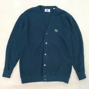 ■～80s LACOSTE ラコステ アクリルカーディガン セーター ニット トップス ワニ グリーン系 メンズ サイズL /0.38kg■