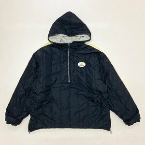 ●90s adidas アディダス フーディー リバーシブル ジャケット プルオーバー ハーフジップ ブラック/グレー サイズL メンズ 1.11kg●