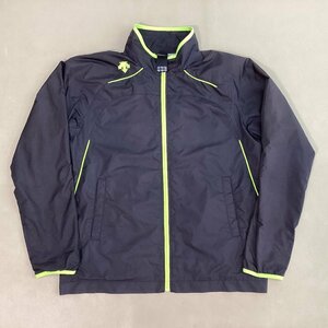 ■DESCENTE デサント ウィンドブレーカー ジップアップジャケット 蛍光ライン スポーツ メッシュ裏 サイズL 黒/0.28kg■