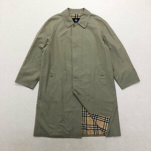 ●90s BURBERRY LONDON バーバリー ロンドン ステンカラーコート ノヴァチェック 三陽商会 日本製 カーキ系 96-180-7 メンズ 0.97kg●