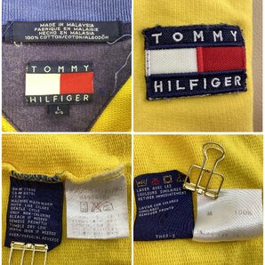 ■80s-90s TOMMY HILFIGER トミーヒルフィガー ハーフジップスウェット トップス ヴィンテージ 古着 フラッグタグ サイズL 黄色/1.56kg■の画像5