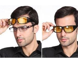 ●送料220円◆眼鏡の上からかけられるサングラス●イエロー(黄色)