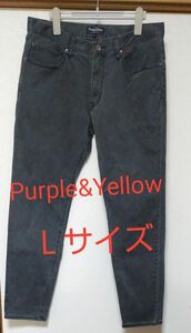 パープルアンドイエロー Ｌサイズ ／グレーデニムパンツ ストレッチあり Purple&Yellow