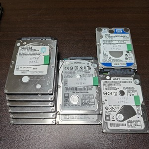 【WD】東芝　HITACHI スリムタイプ 2.5インチHDD 500GB SATA 10個セット クリスタルディスク正常判定　使用時間、電源投入回数説明欄に記載