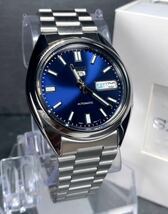 【新品・未使用】SEIKO セイコー 正規品 腕時計 SEIKO5 セイコー5 オートマチック 自動巻き 防水 アナログ カレンダー ステンレス ブルー _画像2