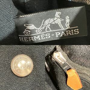 bk-805 HERMES エルメス フールトゥPM キャンバス シルバー金具 トートバッグ ハンドバッグ ブラック×グレー(N407-2)の画像8