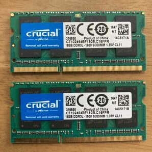 crucial ノートパソコン用メモリー　DDR3L 8GB×2枚　計16GB 動作確認済