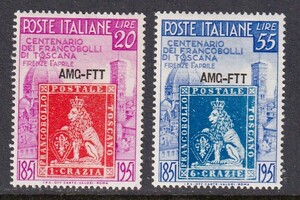 ^ Italy /toli Esthe A region { stamp issue 100 year /..}1951 year 2 kind .Scott#109~110