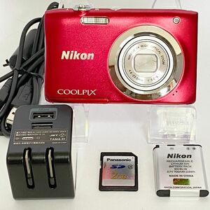【美品】Nikon coolpix A100 ニコン　 デジカメ　SDカード付【2GB】レッド　デジタルカメラ