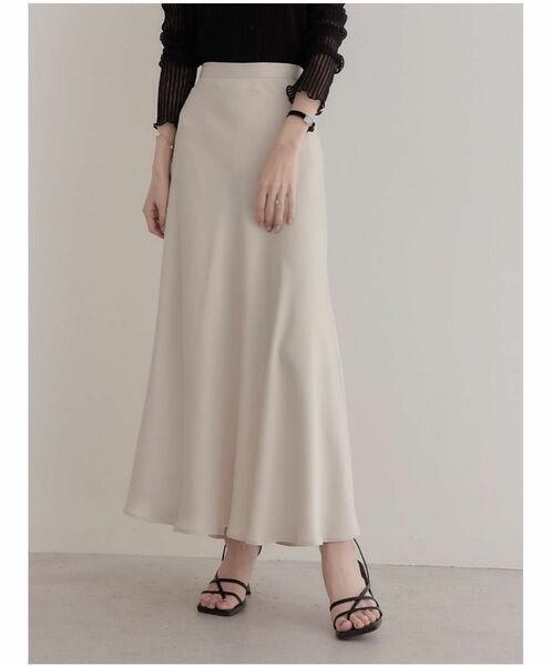 amel satin flare skirt / beige