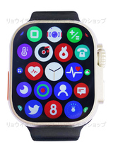 送料無料 Apple Watch 代替品 2.19インチ 大画面 S9 Ultra スマートウォッチ ブラック 音楽 健康 通話 多機能 スポーツ 血中酸素 防水 血圧_画像3