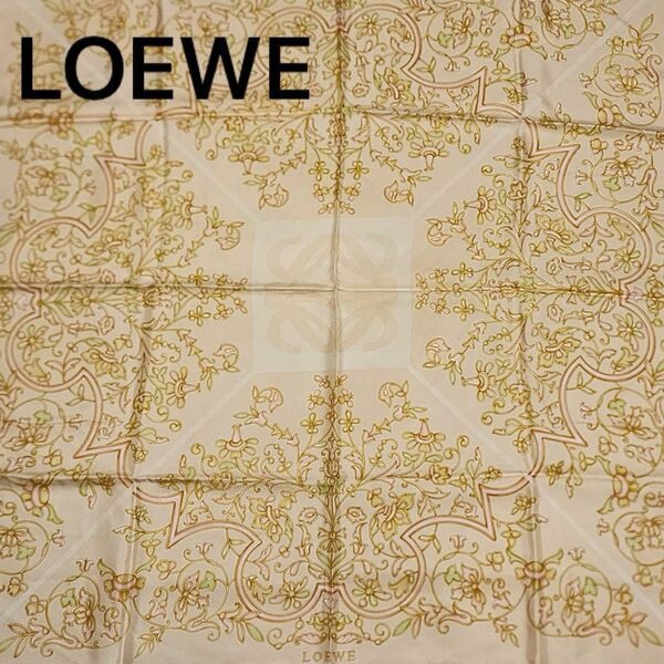 ★LOEWE★ スカーフ 大判 アナグラム アラベスク シルク ピンク