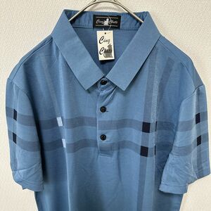 (サンクシャ) ポロシャツ 半袖 チェック カジュアル オシャレ ゴルフウェア メンズ アウトドア スポーツウェア ブルー, S