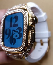 金白 44mm 45mm apple watch アップルウォッチ ケース ダイヤ ジルコニア ストーン グリッター ICED OUT GLITTER カスタム カバー メタル_画像7