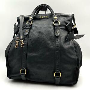 1 иен ~ превосходный товар miumiu сумка на плечо ручная сумочка все кожа 2way лента 