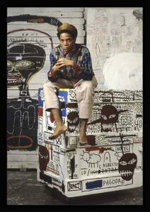 FBQ013-Basquiat フレーム付 A4サイズ マット無 ジャン＝ミシェル・バスキア Jean Michel Basquiat グラフィティ・アート frame 枠有 模写