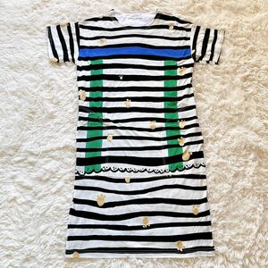 tsumori chisato SLEEP ロングTシャツ ボーダー 足跡 金 ツモリチサト ルームウェア M