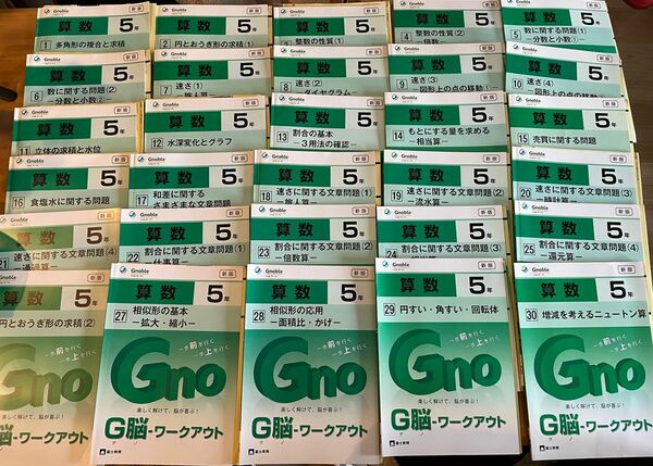 5年生 グノーブル　G脳-ワークアウト　算数 全30冊セット売り（未使用に近い）「解答・解説」付き