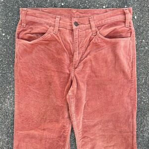 希少! 70s Levi’s 太畝 サーモンピンク 643 コーデュロイパンツ 釦裏14 フレア ビンテージ USA製 リーバイス 684 646 517 60s 80s 