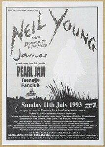 Neil Young/Booker T.& The MG's/James/Pearl Jam/Teenage Fanclub★1993年ロンドン公演フライヤー