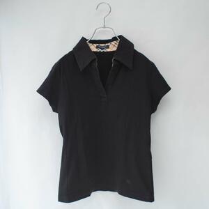  beautiful goods Burberry London BURBERRY LONDON polo-shirt Skipper short sleeves collar reverse side noba check Logo embroidery cotton . black black 