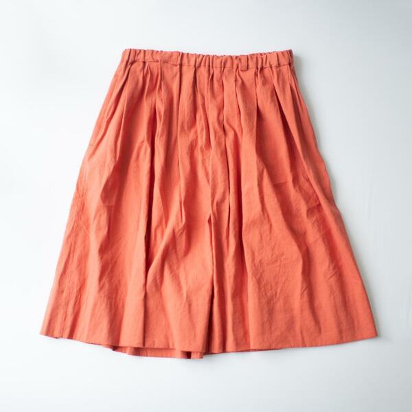 【新品未使用】Traditional Weatherwear リネン タックギャザースカート オレンジ ウエストゴム トラディショナルウェザーウェア