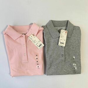 [ new goods tag attaching ] Uniqlo polo-shirt short sleeves 2 pieces set M size pink gray 
