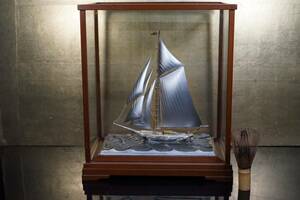 関武比古 銀製帆船置物(sterling960)ガラスケース入 舟 シルバー SEKI 