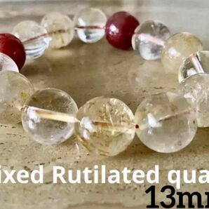 【金運パワーストーン】金運・全体運を上げるミックスルチルクォーツブレスレット ラウンド/13mm