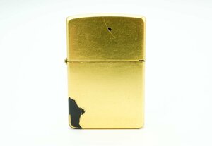 １円～【中古】 Zippo ジッポ 2月（B） 2003年（03）刻印 無地 ゴールドカラー