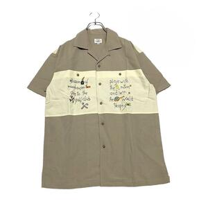 CASTELBAJAC カステルバジャック（1）半袖シャツ　オープンカラー　デザインシャツ　バイカラー　モカブラウン