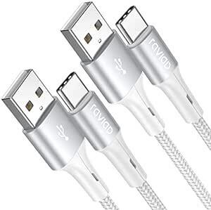 RAVIAD USB Type C ケーブル【1m/2本セット】タイプ C ケーブル 3A 急速充電 高速データ転送 高耐久ナイロ