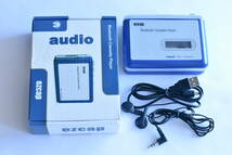  Bluetoothカセットプレーヤー ステレオ 乾電池またUSB給電 ポータブル音楽プレーヤー イヤホン付き/S19_画像1