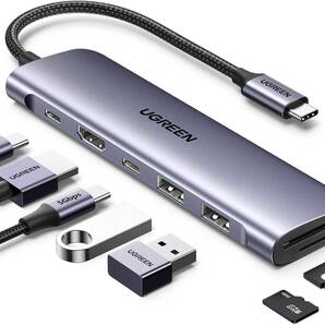 UGREEN USB-Cハブ 7-IN-1 USB ハブ Type-C 4K HDMIハブ USB 3.0 2ポート拡張 SD Micro SD/TFカードリーダー付き タイプC アダプター/S1